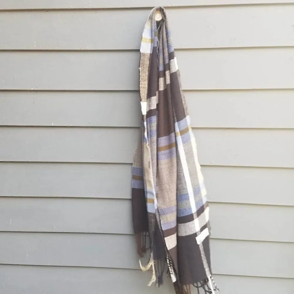 Cashmere feel Italian Design Brown Blue Tan Scarf